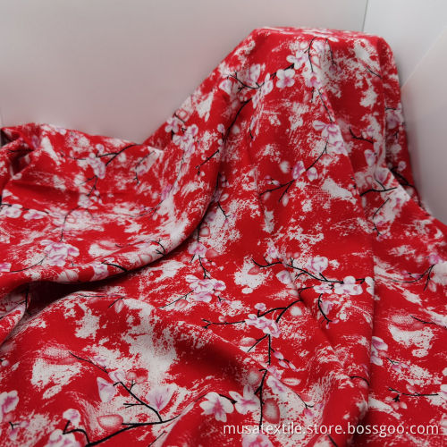 100% Rayon Viscose Woven Challis Flower Print Fabric